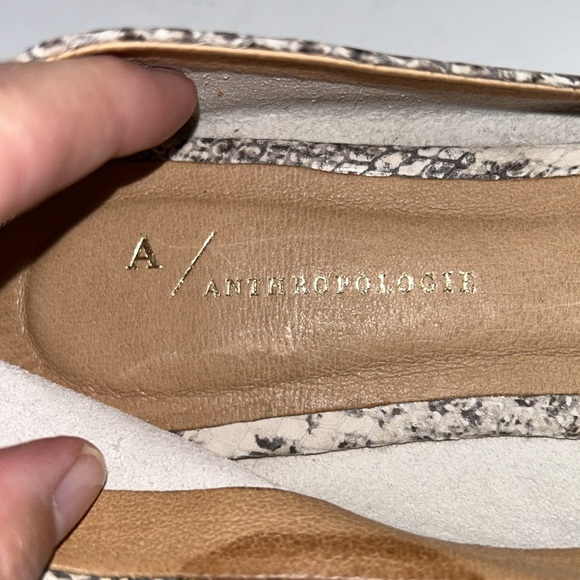 Anthropologie Snake Pattern Leather Pointed Toe Flats - Picture 8 of 14